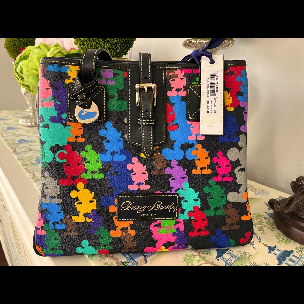 Lightly Used Dooney and Bourke Black Wonder Mickey Mouse Medium Tote With Tags